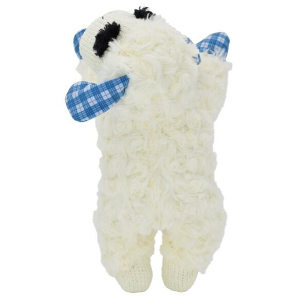 Medium Lamb Chop Dog Toy, Blue Plaid Ears and Paws, Squeaker 12 Inches - Picture 3 of 5